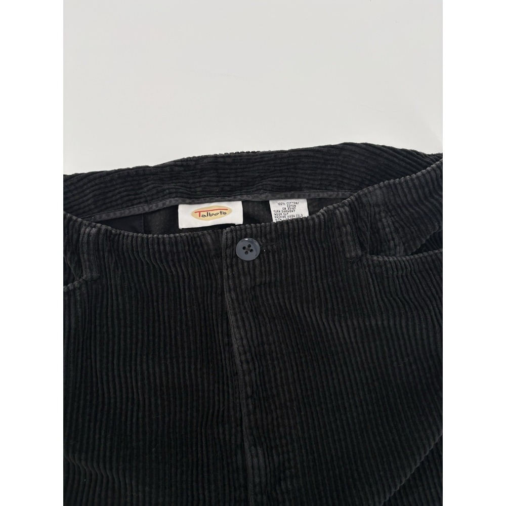 VTG Talbots Womens Black Corduroy Straight Leg Straight Front Pants S 14 (34x29)